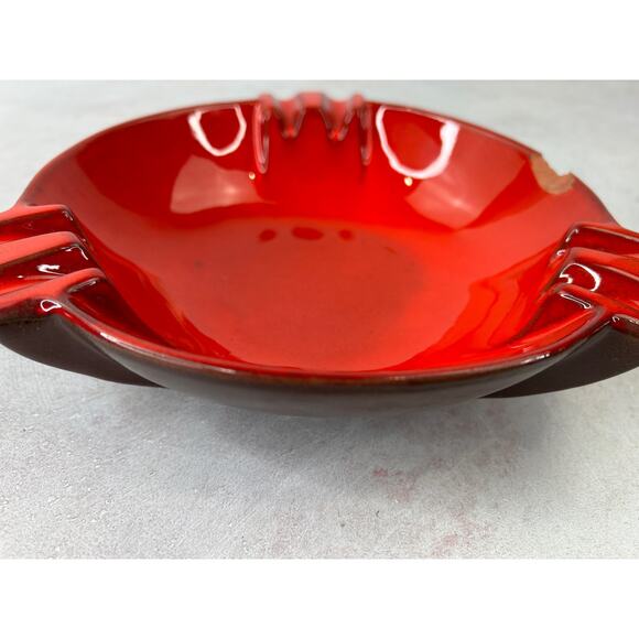 Vintage Frankoma Pottery Ashtray Red Brown Base 453 Chipped - Picture 4 of 11